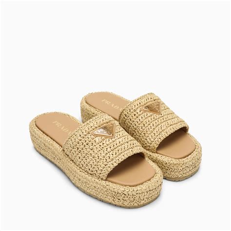 prada raffia sandal|Prada raffia platform sandals.